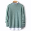 Suéter de lana gruesa para hombre, suéter de cuello alto medio de otoño e invierno, suéter informal de negocios con base de punto de cachemira interior suelta