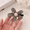 Pinza Elegante de Flor con Pedrería Lujo Ligero Perla de Imitación Moda Pinza para Mechones Flequillo Pinza de Flor Lateral con Diamantes Accesorios para el Cabello para Mujeres