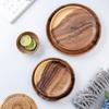 Suministro Directo de Fábrica Plato para Snacks de Madera de Acacia Plato de Frutas de Madera Maciza para Restaurante Plato Redondo de Madera Al por Mayor en Stock Madera Maciza