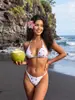 Traje de baño bikini estampado estilo europeo y americano 2026 nuevo, diseño de estrella roja de cinco puntas para mujer, bikini sexy de playa