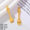 2026 Colgante de Aleación Más Vendido Accesorios para Pulsera y Collar DIY Tenedor Cuchara Dorado Brillante Accesorios de Juguete de Comida Miniatura