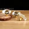 Base Quadrada Dourada Cabo de Cristal Estilo Minimalista Moderno Nórdico Furo Único Móveis Armário Guarda-Roupa Puxador Pequeno