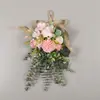 Decoração de Parede de Buquê Invertido de Eucalipto Estilo Floresta Folha de Dinheiro Flor Artificial Decoração de Casamento Pingente Flor Artificial Maçaneta de Porta