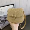Bolso Cuadrado Pequeño Tejido Estilo Vacacional de Moda 2024 Nuevo Bolso Casual de Hombro Cruzado Color Sólido Simple Bolso Simple para Mujer