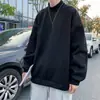 Sudadera con cuello medio alto para hombre 2026 Otoño/Invierno Nuevo Estilo Marca Coreana de Moda Estilo Perezoso Holgada Casual Sudadera con Forro de Felpa Hombre