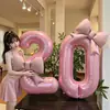 Sesión de Fotos de Cumpleaños para Niña Globo con Número de Lazo Rosa Accesorios Infantiles Decoración de Fiesta Decoración de Escenario Sesión de Fotos