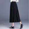 Falda midi plisada con patchwork para mujer, nuevo estilo otoño/invierno 2026, de cintura alta, línea A que cubre las caderas, elegante y estiliza