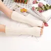 Protección Solar Exterior de Primavera y Otoño Estilo Coreano Color Sólido Ins Fluorescente Elegante Mangas Medias Mangas de Brazo Planas Tejidas Negro