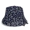 Chapéu Balde Feminino 2025 Chapéu de Tecido Moda Simples Floral Dupla Face Tecido Grosso Chapéu de Moda Primavera e Outono Chapéu de Sol Casual