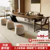 Mesa de Té de Madera Maciza para Hogar, Sala de Estar, Oficina, Mesa de Té Moderna Minimalista de Lujo Ligero, Nuevo Modelo 2025 Mesa para Preparar Té