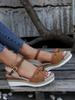 Sandalias nuevas 2024 transfronterizas en stock para mujer, con suela de cuerda de cáñamo y lazo, ligeras, informales, con plataforma y boca de pez.