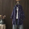 2025 Nuevo Otoño Hilo Doble Estampado Holgado de Longitud Media Cardigan para Mujer Camisa de Manga Larga Venta al por Mayor