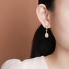 Pendientes Yuebao de plata de ley S925 con jaspe hetiano chapado en oro y mariposas retro, estilo nacional, huecos.
