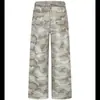 Pantalones casuales estilo camuflaje de la alta calle americana para hombres y mujeres, pantalones rectos de verano retro con cordón para la calle, pantalones sueltos de pierna ancha hasta el suelo