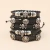 Pulseira de Couro Personalizada com Contas de Novo Estilo Transfronteiriça Tendência Kit DIY Crânio Halloween Pulseira de Couro de Vaca