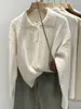 Suéter rosa pálido de punto trenzado con cuello polo para mujer, adecuado para otoño, invierno y primavera, con un look juvenil y elegante, corte holgado, top de manga larga