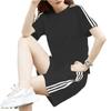 Traje de Ropa Deportiva Casual de Algodón de Comercio Exterior para Mujer Verano Holgado Talla Grande Manga Corta Pantalones Cortos Holgados Pantalones de Tres Cuartos Conjunto de Dos Piezas