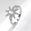 Anillo giratorio de descompresión ansiolítica para mujer, superventas en Amazon, con circón y ópalo con hexagrama europeo y americano.