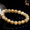 Mingdu Cristal Cristal de Titanio Natural Flor de Cristal de Titanio Pulsera de Cristal Dorado para el Cabello Pulsera de Perlas Redondas Flor de Cristal de Titanio para el Cabello Completo Venta al por Mayor