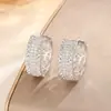 Pendientes de Aro de Cobre Estilo Lujo Nuevo Europeo y Americano con Incrustaciones de Circonita, Pendientes de Aro Modernos y de Moda, Venta al por Mayor desde el Fabricante