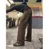 Jeans de mezclilla con corte angular color marrón Maillard, vibra de Primavera/Verano para hombre, pantalones de trabajo rectos de algodón puro de alta resistencia, pantalones ajustados y que estilizan