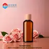 Botella de aceite esencial de 5 ml a 100 ml con tapa de grano de madera, tapa a prueba de manipulaciones, botella de aceite esencial de vidrio ámbar, botella dispensadora de líquido para sérum