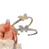 Pulsera de Apertura de Doble Capa Mariposa con Circonita Bañada en Oro Real 2024 Nueva Entrada Pulsera de Lujo Moda de Celebridad de Internet Pulsera Versátil