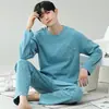 Pijama para Hombre Primavera y Otoño Nuevo Conjunto de Pantalón Largo y Camiseta de Manga Larga Cuello Redondo Se Puede Usar Afuera Estilo Deportivo Ropa de Casa Conjunto de Dos Piezas