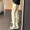 Pantalones de Raya de Bloques de Color Estilo Americano de Pierna Ancha para Hombre, Pantalones de Chándal Caídos, Pantalones Deportivos Rectos de Corte Holgado, Pantalones Casuales de Alta Moda