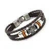 Pulseira de liga de joias retrô europeia e americana, pulseira de couro masculina com contas multicamadas, pulseira personalizada