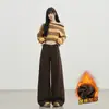 Jeans de Pierna Ancha de Terciopelo Marrón Retro Maillard Naranja Infantil para Mujer, Holgados, Adelgazantes y que Cubren la Figura, Pantalones Rectos Versátiles