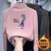 Camisetas de Manga Larga para Niñas para Primavera, Otoño e Invierno con Cuello Medio Alto Camisas Base de Terciopelo para Niños Mayores y Bebés Tops Cálidos