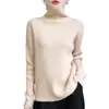 Suéter de cuello alto para mujer talla grande, nueva colección otoño/invierno 2025, base de punto acanalado, simple y versátil, suéter grueso para mujer