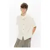 Camisa de estilo americano con cuello mao irregular de lino sintético de manga corta para hombre y mujer, marca versátil de moda, elegante con tapeta frontal asimétrica