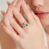 Anel Geométrico S925 Banhado a Prata Esterlina Rosa Doce Zircônia Nova Anel para Dedo Indicador Feminino Luxo Acessível Elegante High-End