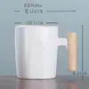 Caneca criativa cerâmica cabo de madeira copo com tampa copo com filtro para separação de chá copo de café para escritório atacado