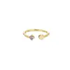 Anillo de Cola de Cumpleaños Abierto de Acero Inoxidable Chapado en Oro de 18K con Piedra de Nacimiento, Anillo Fino de Moda Ins Europeo y Americano, Simple, Lujo Ligero