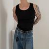Camiseta interior de algodón americano Myq para hombre, chaleco de verano, color liso, versátil, sin mangas, camiseta deportiva para fitness, chaleco ajustado a la cintura