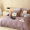 Contador sin conexión 60 algodón grueso lijado cuatro piezas algodón retro flores rotas francesas sábanas de cama otoño e invierno funda de edredón