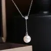 Accesorios DIY plata de ley S925 diamante individual cadena Y ajustable colgante de perla accesorios con cadena integrada 7-12 mm