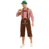 Fantasia Oktoberfest Masculina Alemã de Munique para Halloween Camisa Xadrez Macacão Chapéu de Cerveja Fantasia de Performance de Palco