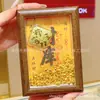 Ornamento Porta-Retrato Tesouro da Riqueza em Ouro Puro 999, Decoração Dourada Atratora de Fortuna para Sala de Estar, Suporte de Exibição para Posição da Riqueza, Brinde Promocional