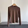 Outono 2026 Nova Camiseta de Gola Alta Camada Base Top Estilo Básico Top para Camadas Roupa Íntima Feminina Atacado N3AT5596