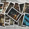 36 Piezas de Pegatinas de Sellos Vintage Desgastadas con Temática de Tiempo, Estilo Retro Oscuro para Journaling y Decoración de Tarjetas, Venta al por Mayor
