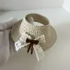 Atacado Transfronteiriço Mini Chapéu de Palha para Cabeça de Boneca, Brinquedo para Pet, Verão Respirável Orelhas Vazadas Top Vazio Mini Chapéu
