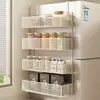 Estante de Almacenamiento Lateral para Refrigerador Estante de Almacenamiento de Borde Lateral sin Taladro Suministros de Cocina Botellas de Condimentos Estante Colgante de Pared Lateral Multicapa