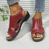 Sandalias Europeas y Americanas de Talla Grande para Verano 2024 Casual Tacón Grueso Velcro Costura Boca de Pez Color Sólido Sandalias Romanas Comercio Exterior