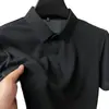 Polo de verano, camiseta de manga corta para hombre, de alta gama, de malla jacquard de bambú y seda helada, con solapa, color liso, ropa superior