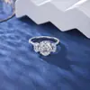 Anillo de Plata de Ley S925 con Forma de Huevo y Tres Diamantes para Mujer Estilo Coreano Moda Estilo Ins Joyería de Diamante de Alto Carbono Venta en Vivo