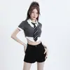 Jeans Feminino Reto Versátil de Cintura Alta Estilo Hong Kong Primavera/Verão 2023 Versão Coreana Slim-Fit Shorts Frescos Versáteis Tendência
